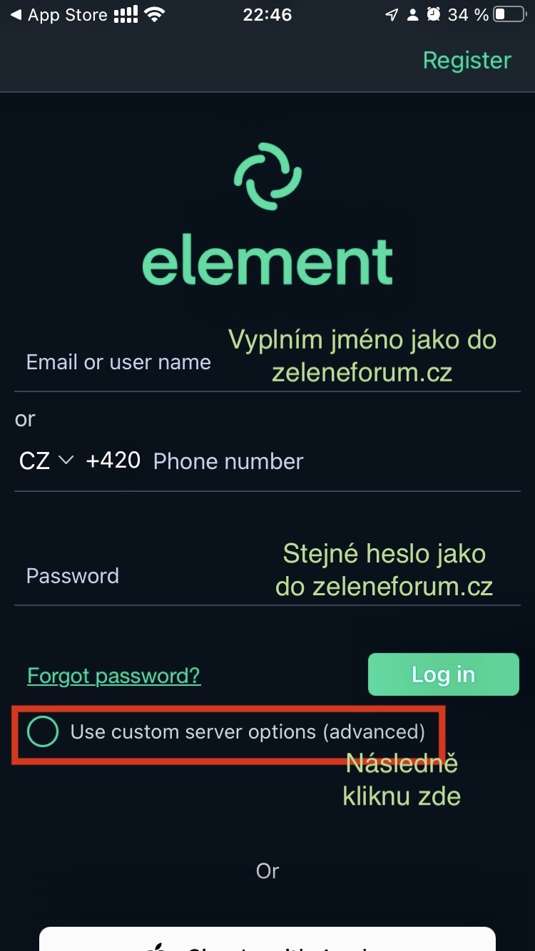 Stahnuti aplikace Element Messenger z AppStore